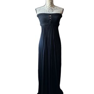 Stunning Boho Festival Skye Jersey Strapless Black Maxi Dress Size Small
